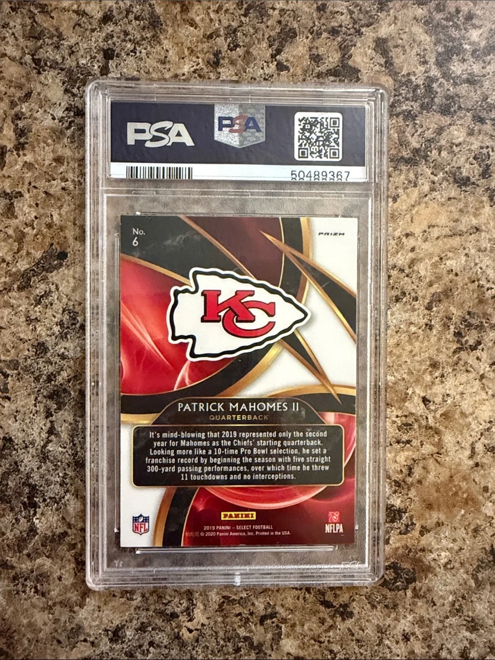 2019 Panini Select Patrick Mahomes II Sensations Prizm Rookie Card Graded PSA 9